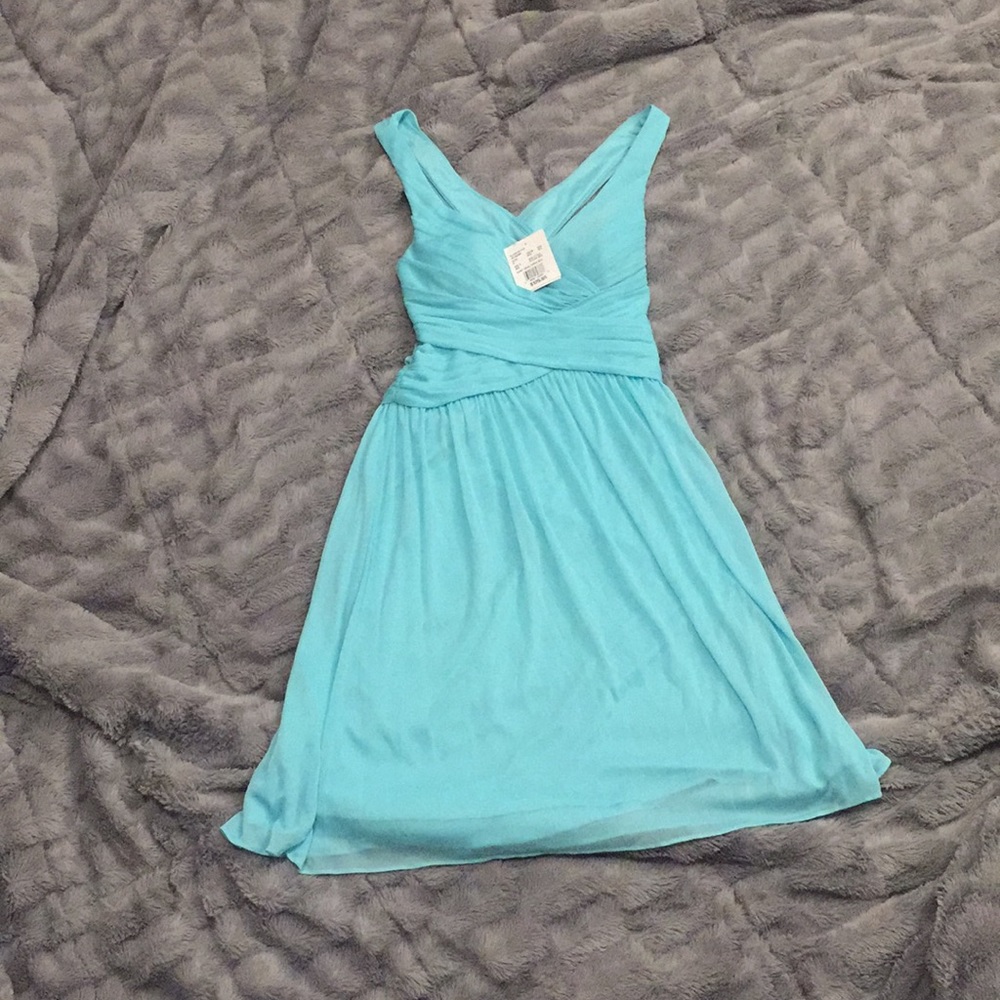 David’s Bridal Short Cross Back Bridesmaid Dress